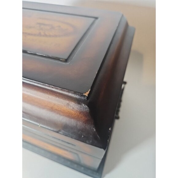 Wood Box Treasure Chest Brown Lined Storage Organization 10x12x6 - Picture 11 of 16